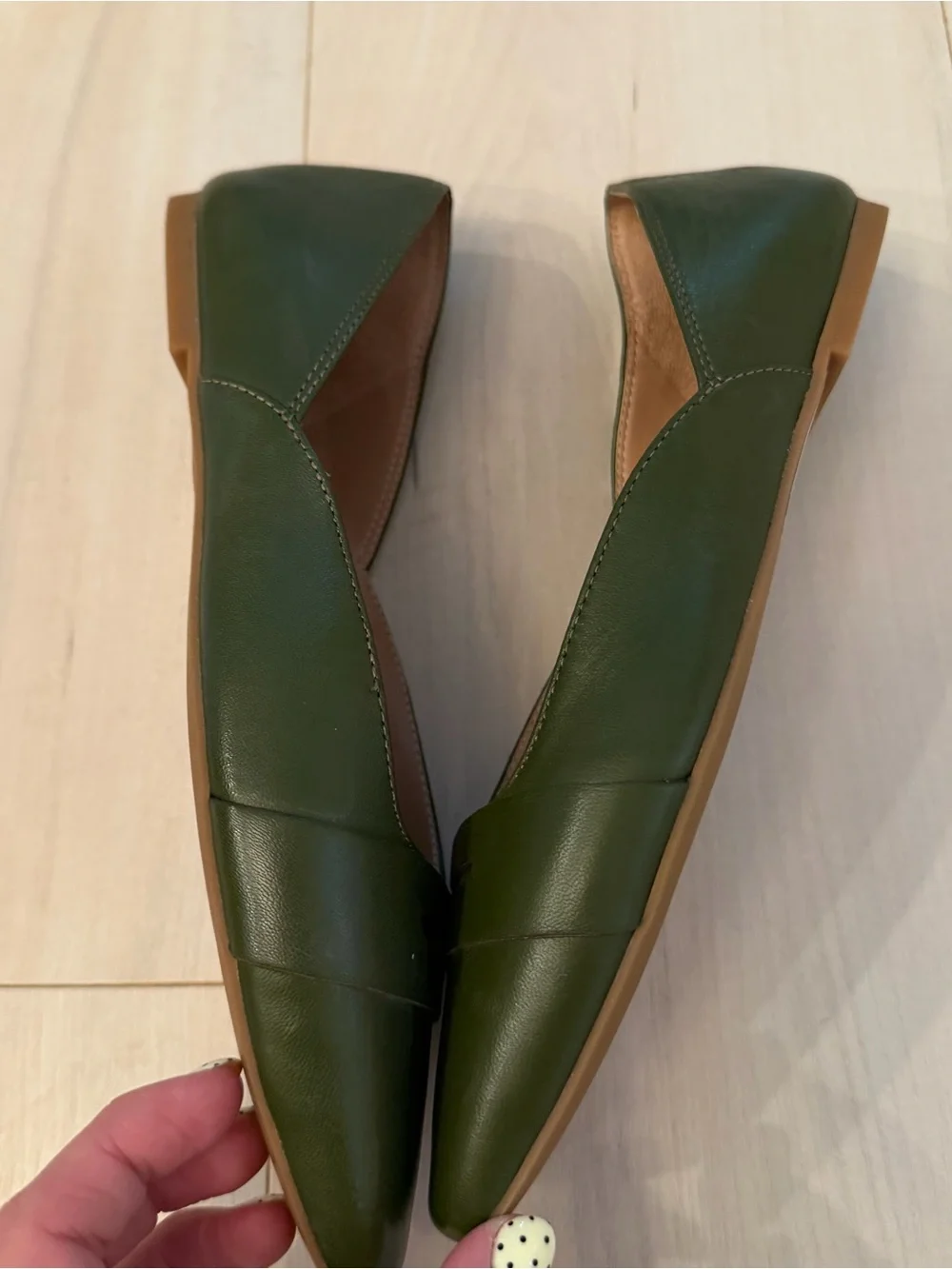 Nordstrom Dark Olive Pointed-Toe Flats